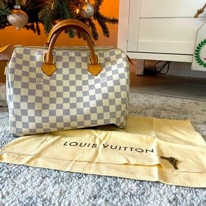 Louis Vuitton Damien Azur Speedy 25 Leather handbag with Key, dust bag